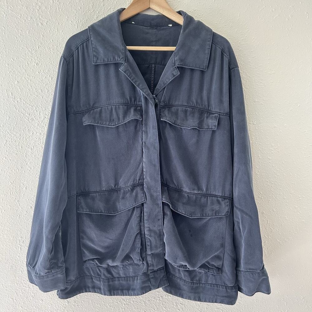 Treasure & Bond Utility Jacket Navy Blue Tencel Blend Minimalist Women’s